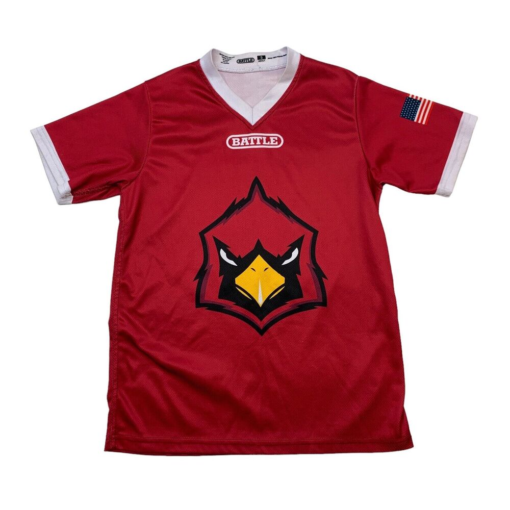 Arizona Cardinals Battle Jersey Shirt Mens S Small Red Active Short Sleeve NFL